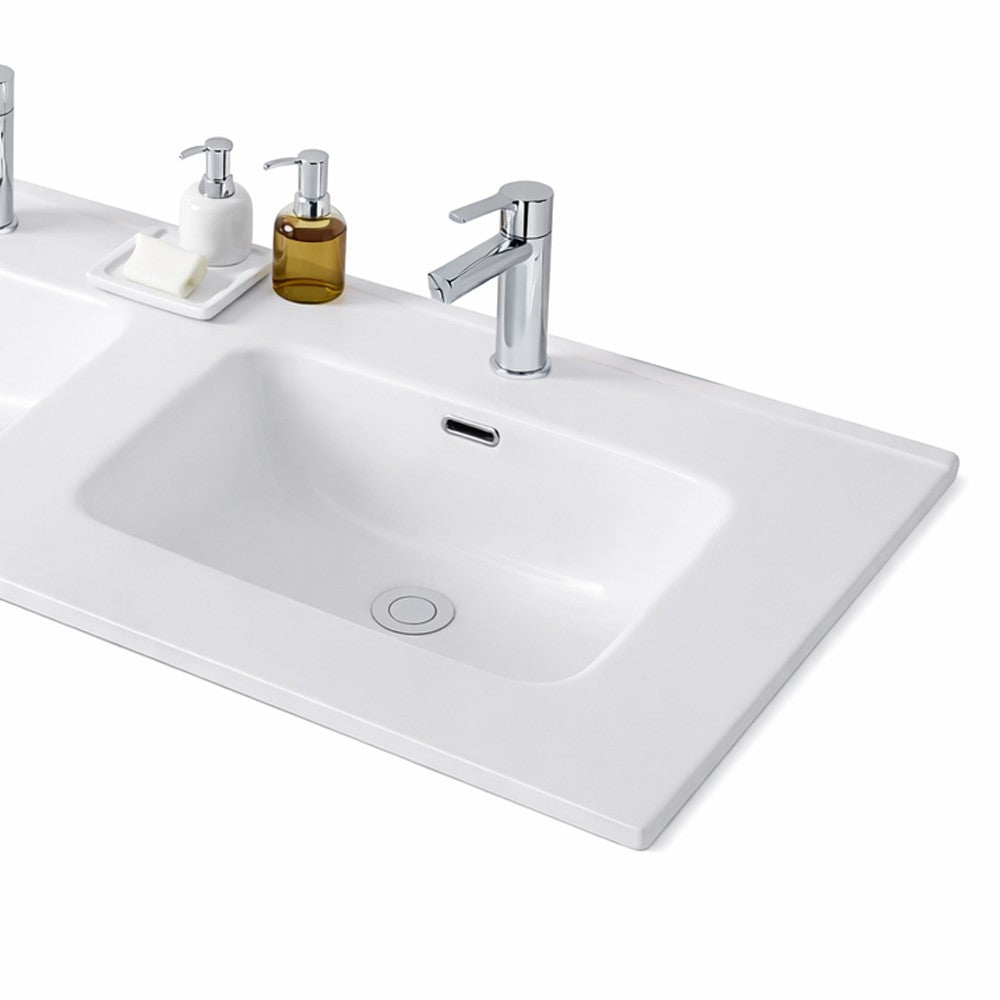 Lavabo consolle da appoggio LAV9120DS in ceramica 2 vasche 121x46.5 cm. bianco lucido