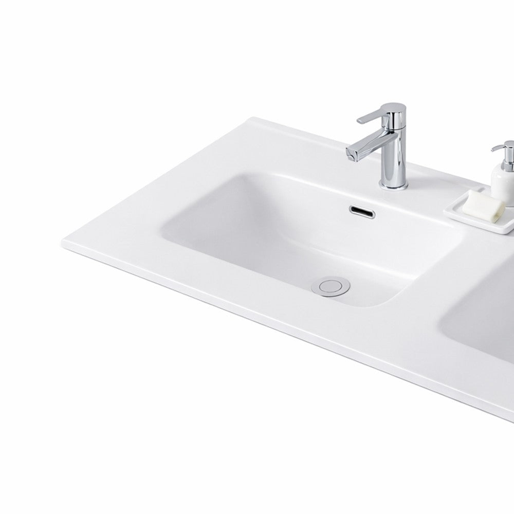 Lavabo consolle da appoggio LAV9120DS in ceramica 2 vasche 121x46.5 cm. bianco lucido