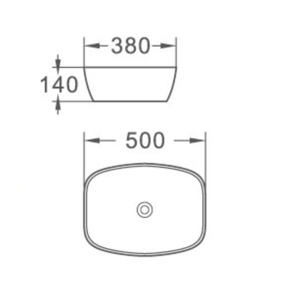 Lavabo da appoggio LAV39350 in ceramica 50x38x14 cm bianco lucido