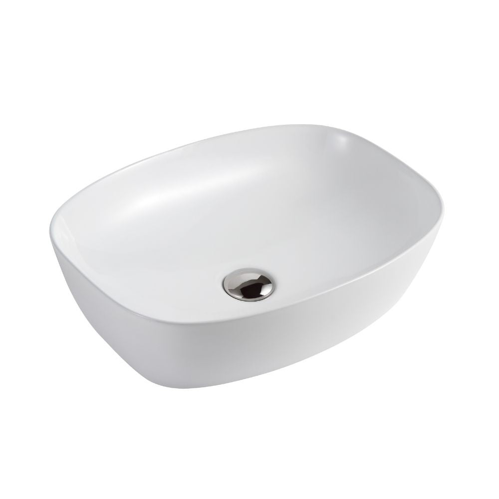 Lavabo da appoggio LAV39350 in ceramica 50x38x14 cm bianco lucido