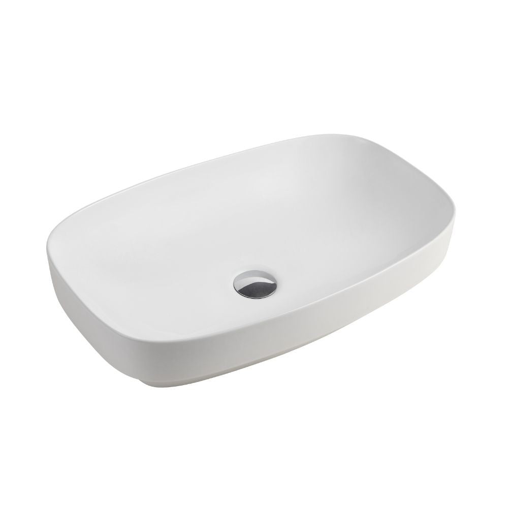 Lavabo da appoggio LAV43560 in ceramica 60x38x14 cm bianco lucido