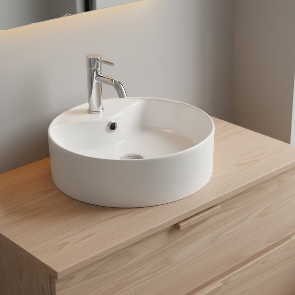 Lavabo da appoggio LAV618 in ceramica 46x46x15.5 cm bianco lucido