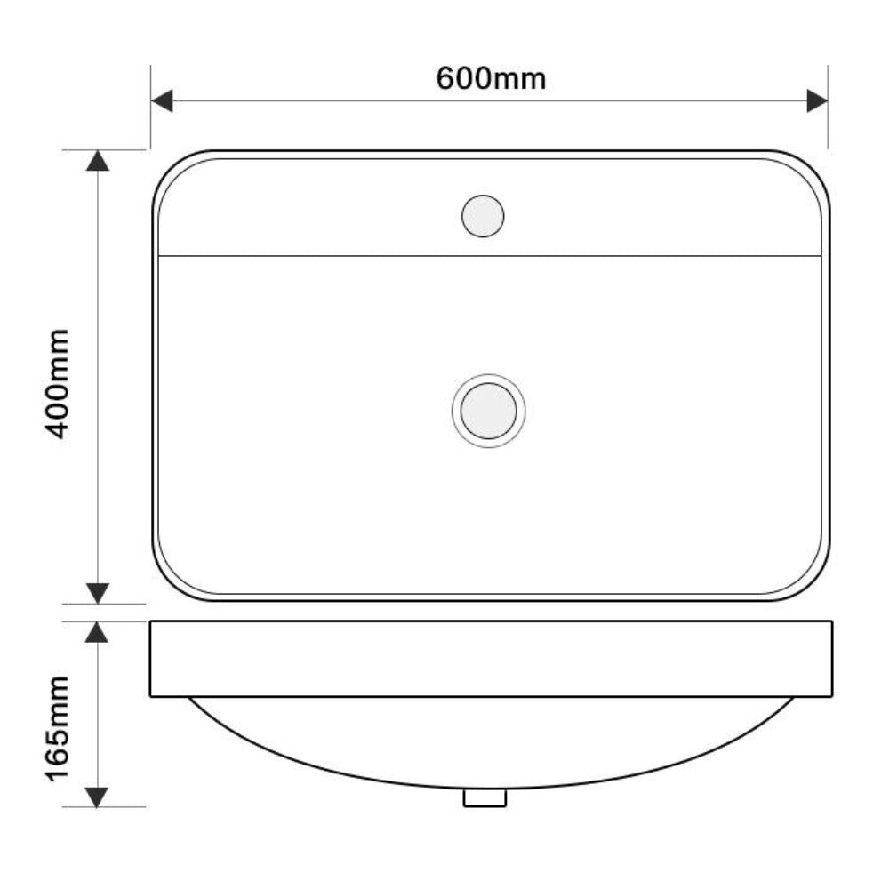 Lavabo da semincasso CUP6026B in ceramica 60x40x16.5 cm bianco