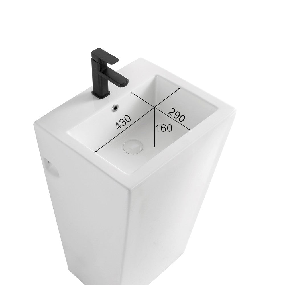 Lavabo freestanding LAV303 in ceramica 53x46.5x86.5 cm bianco