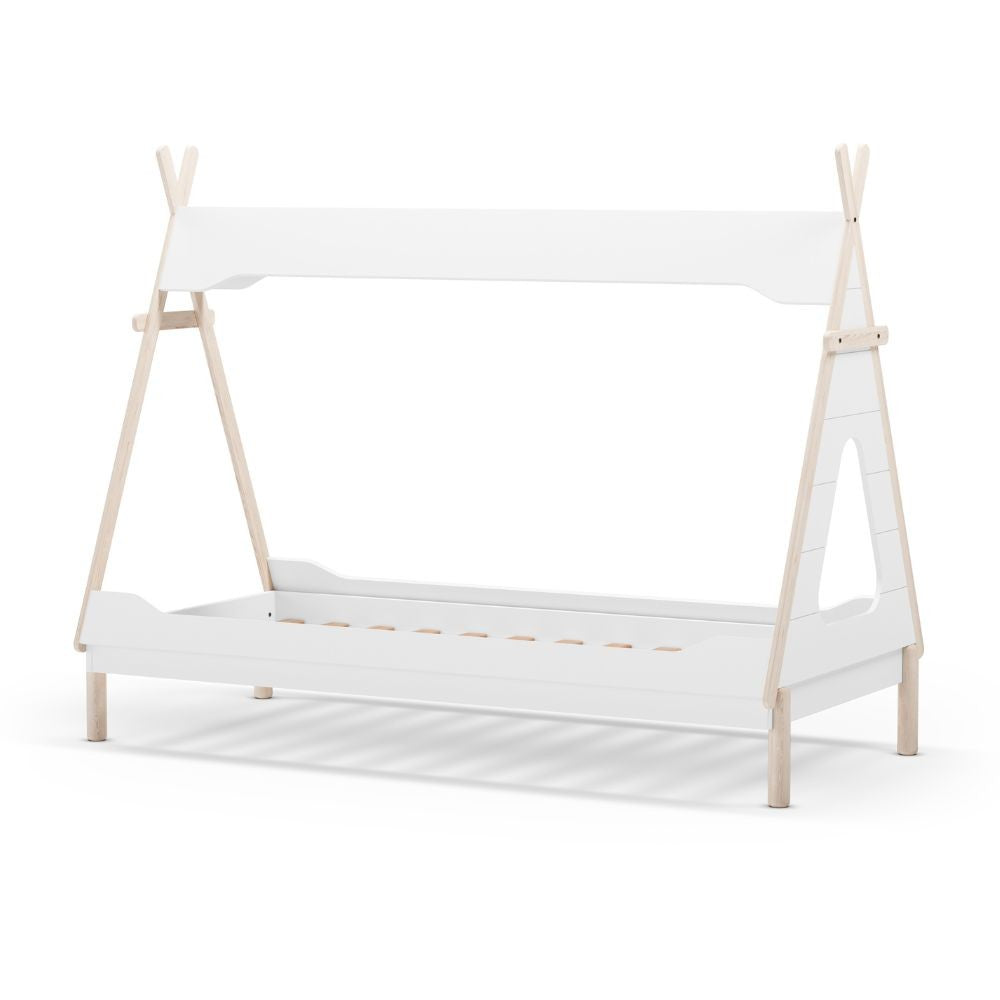 Letto a capanna Nora in legno massiccio colore bianco