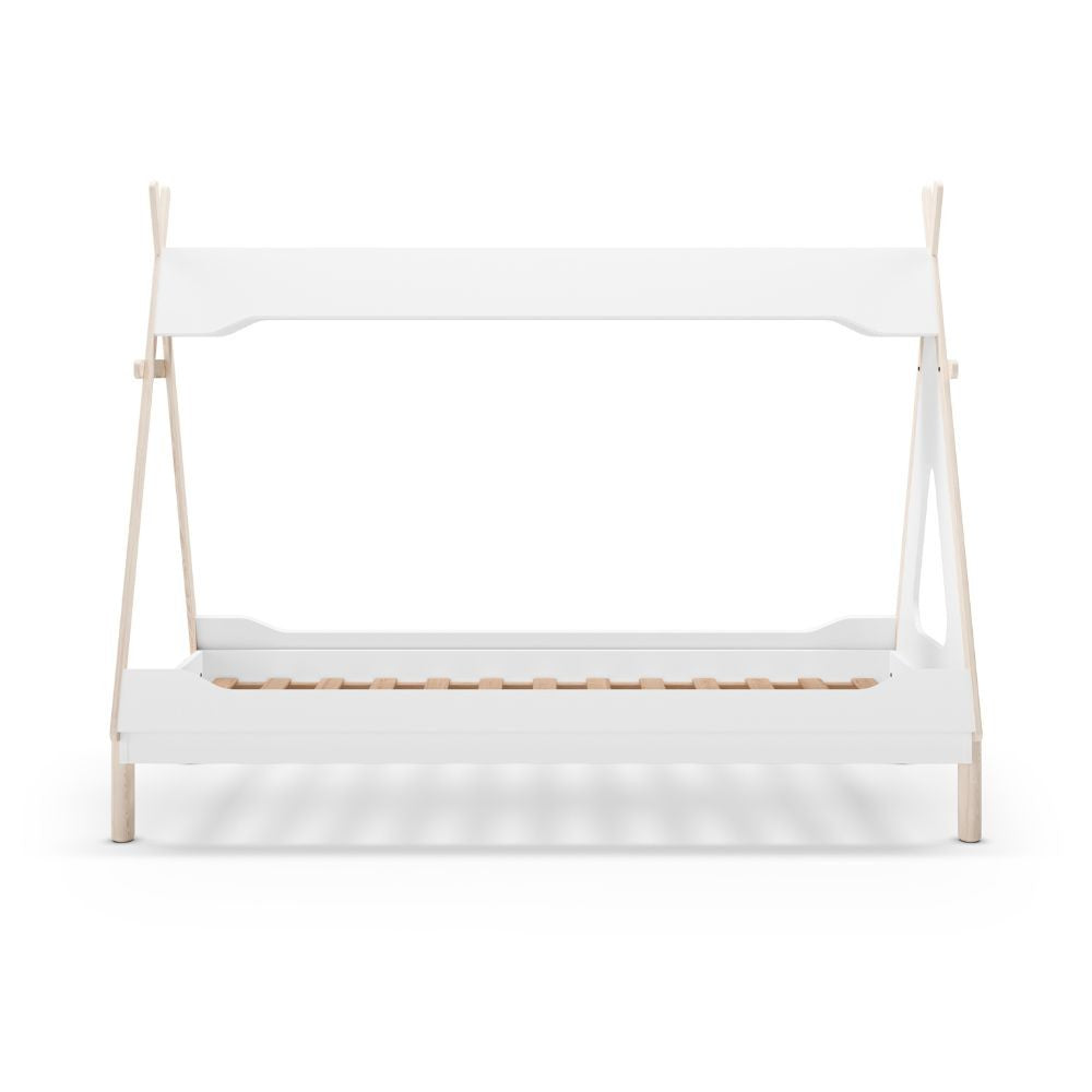 Letto a capanna Nora in legno massiccio colore bianco