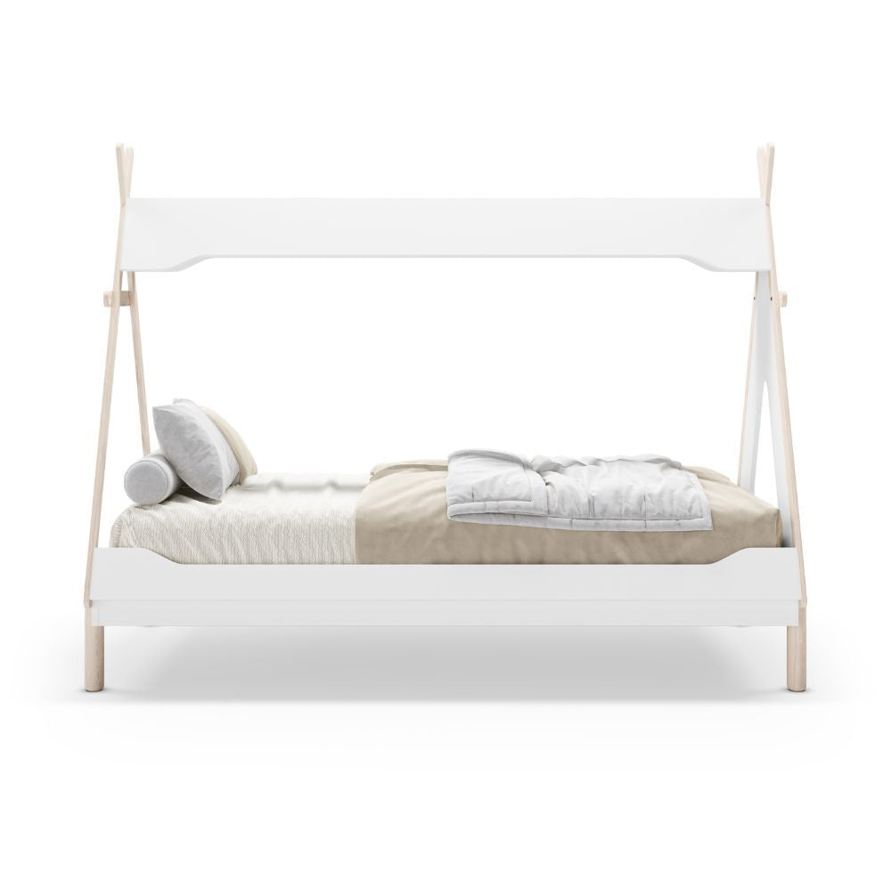 Letto a capanna Nora in legno massiccio colore bianco