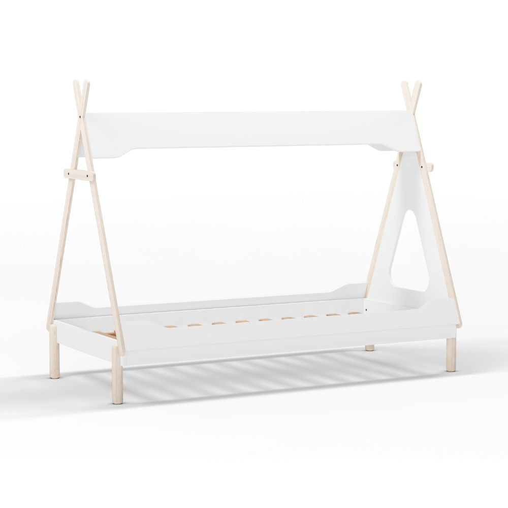 Letto a capanna Nora in legno massiccio colore bianco