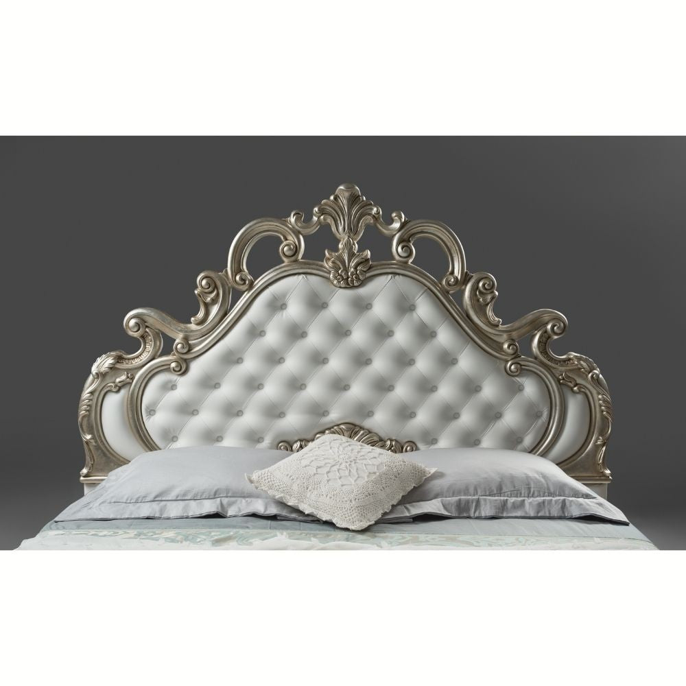 Letto matrimoniale barocco Aleksandra bianco contenitore