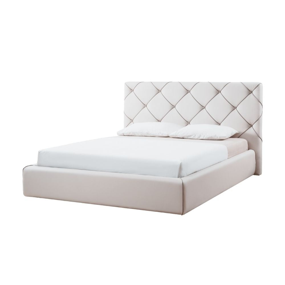 Letto matrimoniale contenitore Kassandra testiera capitonnè ecopelle bianco