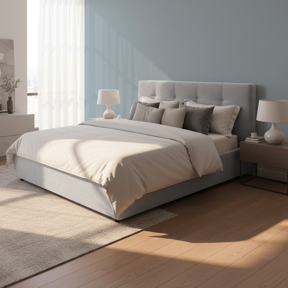 Letto matrimoniale Ascoli contenitore in tessuto Enjoy 20 grigio chiaro