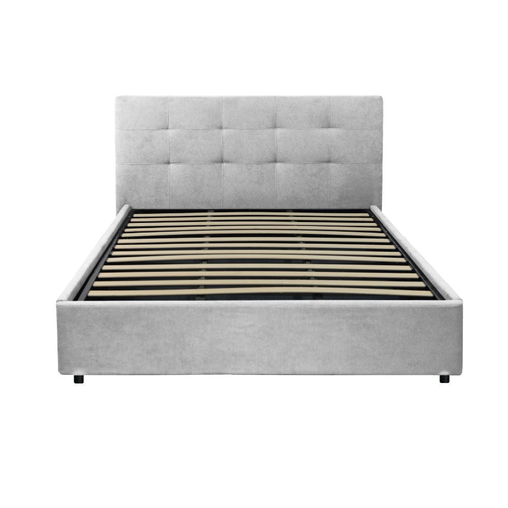 Letto matrimoniale Ascoli contenitore in tessuto Enjoy 20 grigio chiaro