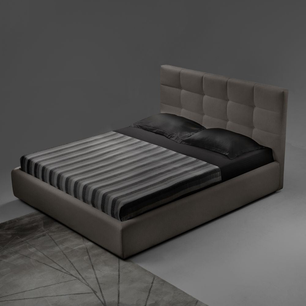 Letto matrimoniale contenitore Napoli tessuto tortora