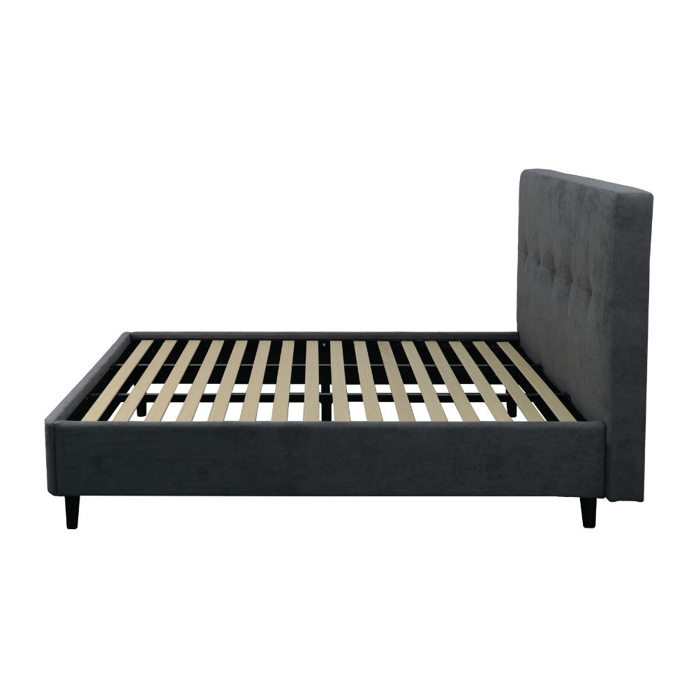 Letto matrimoniale Snello con rete fissa in tessuto Ash grigio