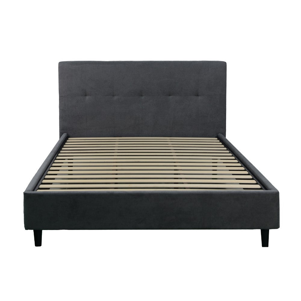 Letto matrimoniale Snello con rete fissa in tessuto Ash grigio