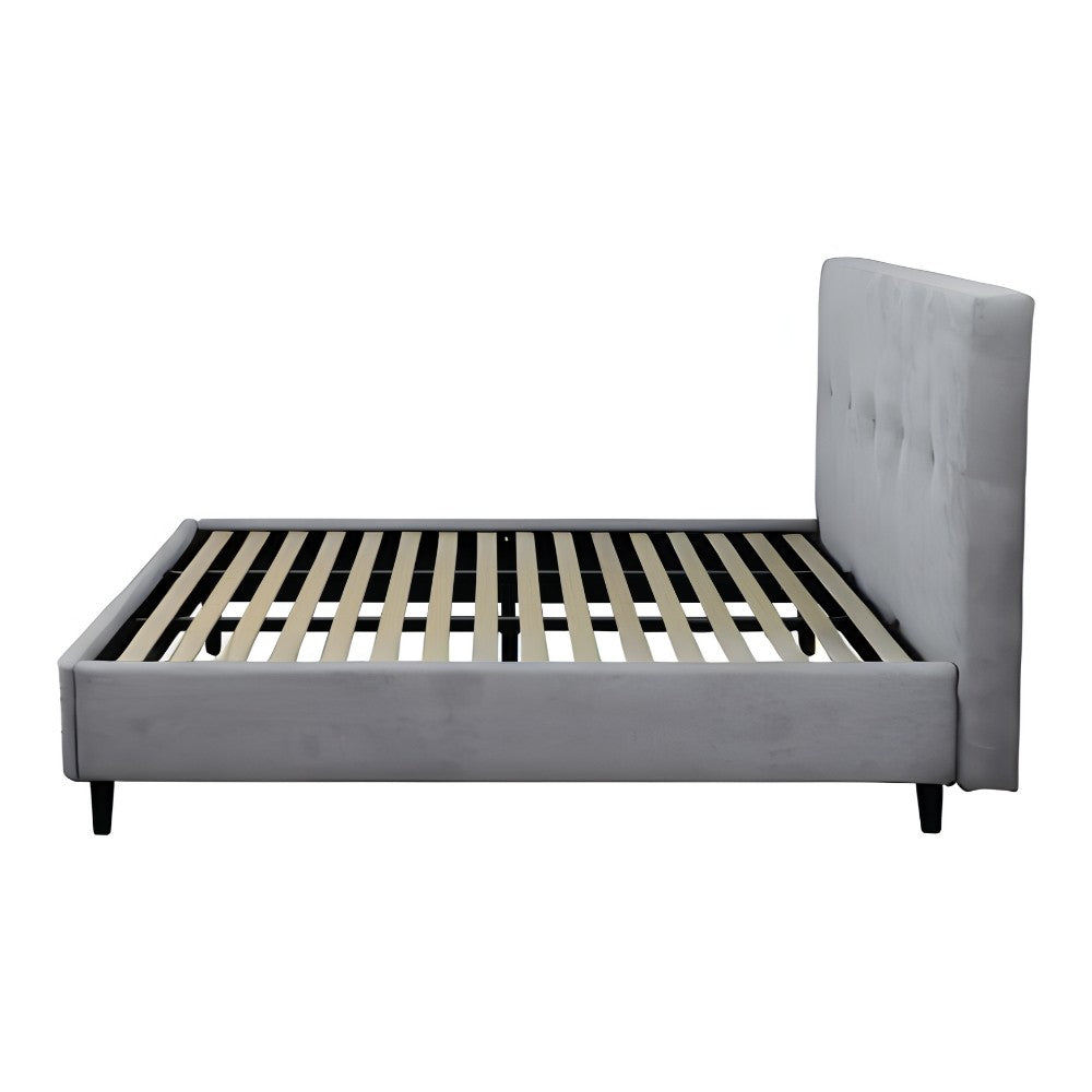 Letto matrimoniale Snello con rete fissa in tessuto grigio chiaro