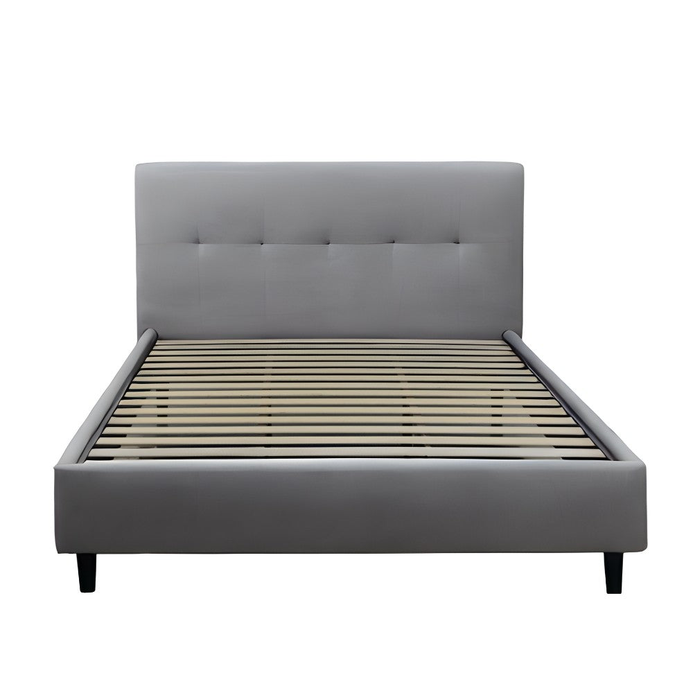 Letto matrimoniale Snello con rete fissa in tessuto grigio chiaro