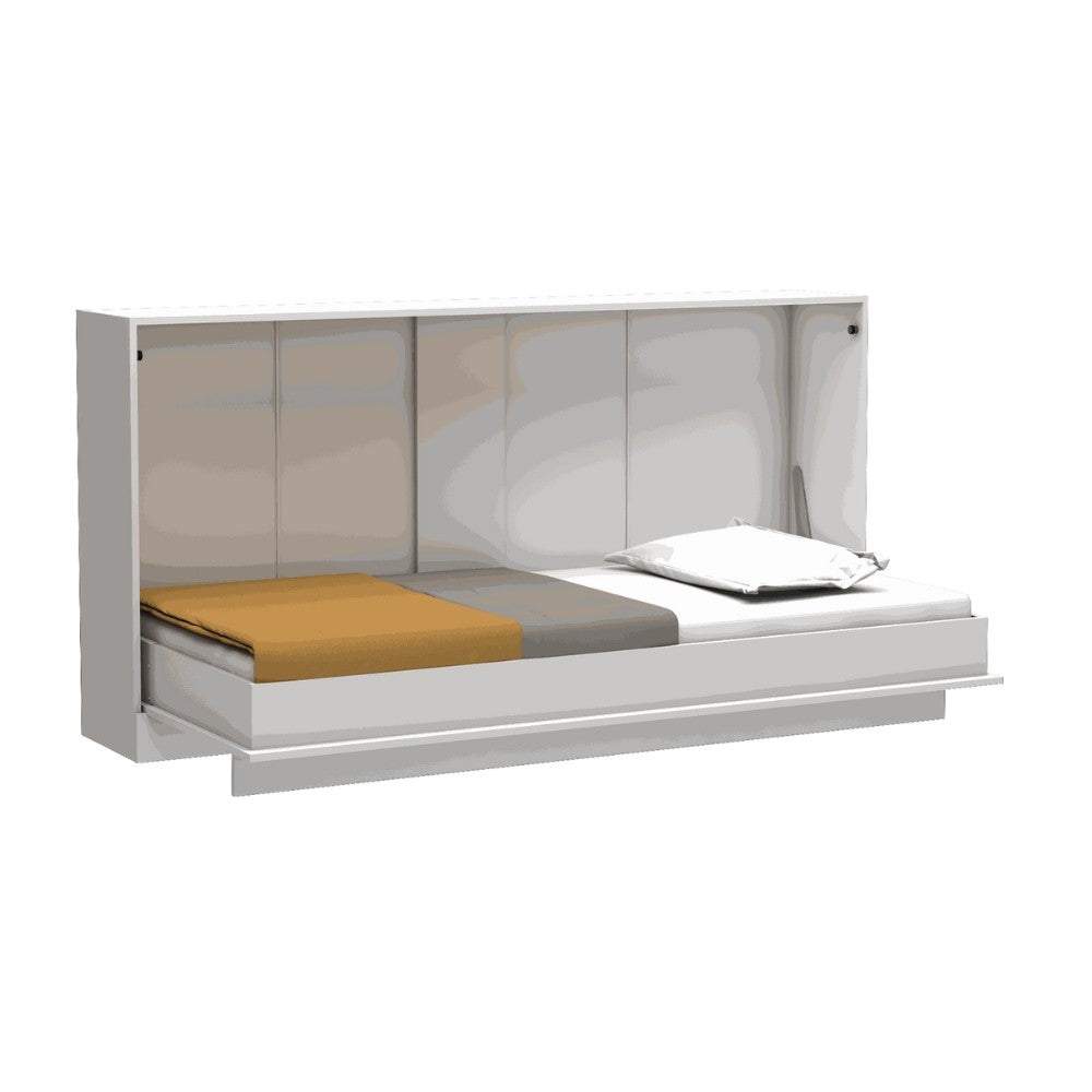 Letto singolo a scomparsa Life con apertura orizzontale bianco