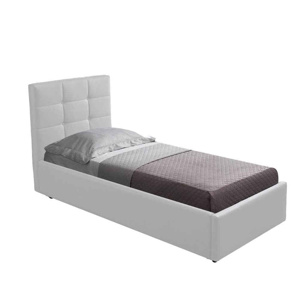 Letto singolo con contenitore Napoli bianco