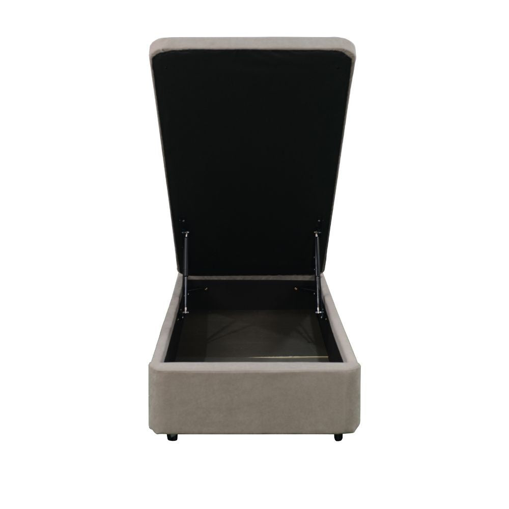Letto singolo Sommier 80x190 con contenitore in tessuto Enjoy 03 taupe