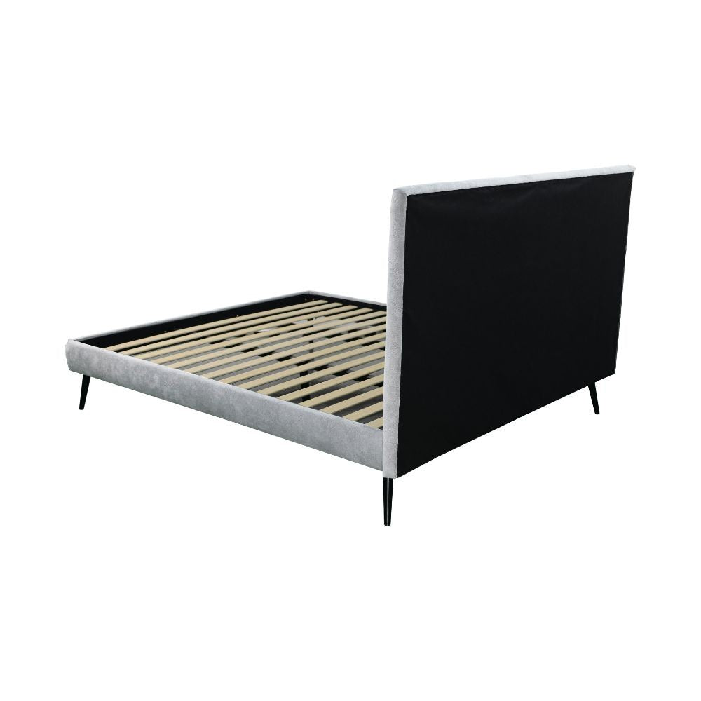 Letto singolo Stiletto con rete fissa in tessuto grigio chiaro