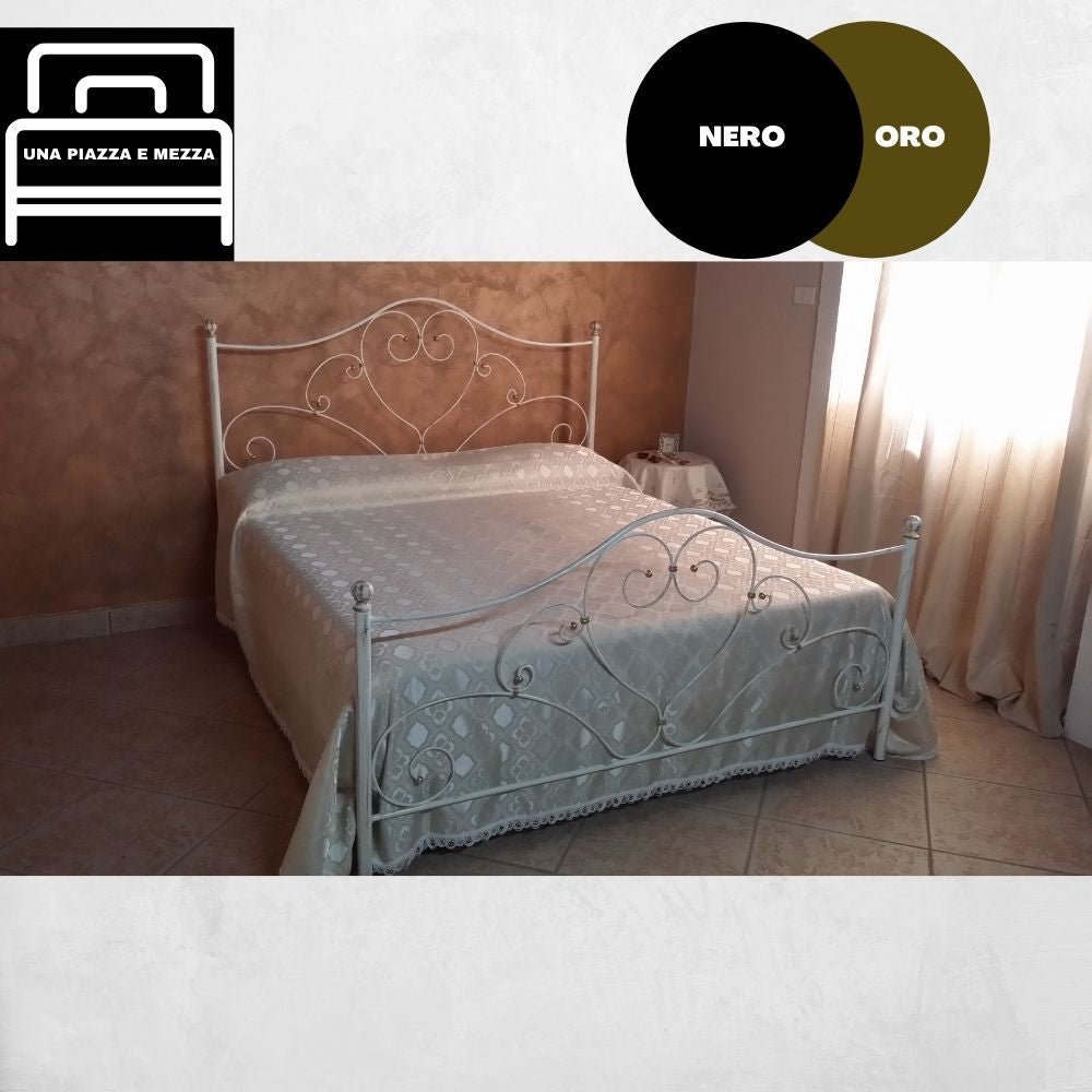 Letto una piazza e mezza Papavero ferro battuto nero oro