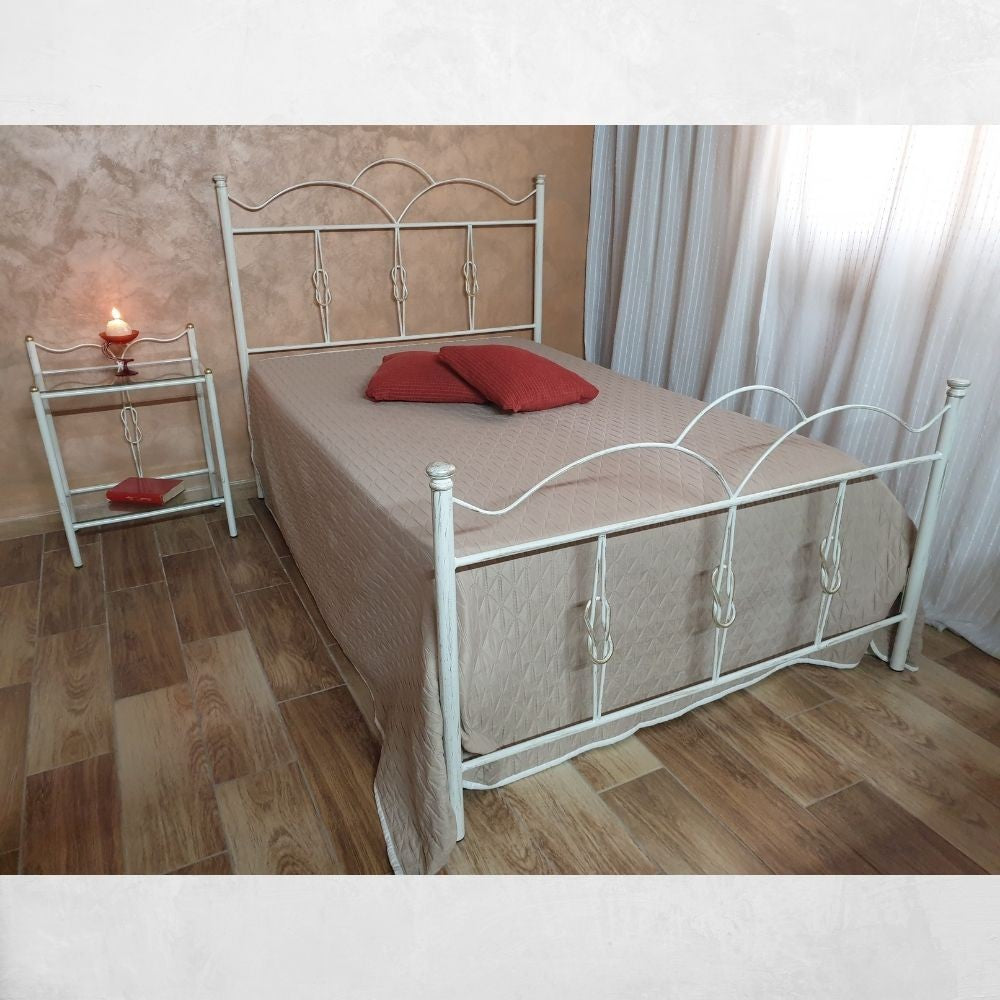 Letto una piazza e mezza Primula ferro battuto bianco oro