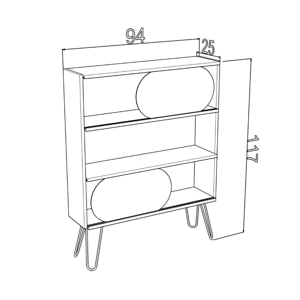 Libreria 3 ripiani Illia noce nero 94x25x117 MT190511