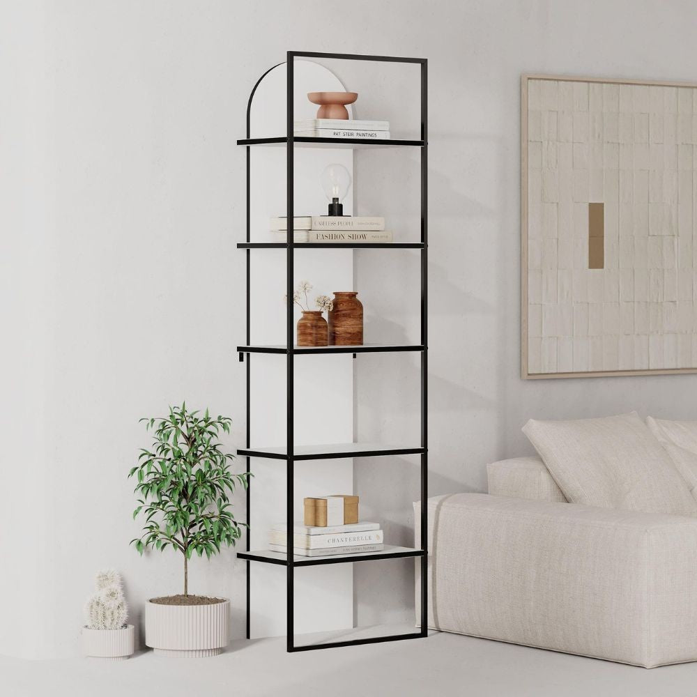 Libreria Archy 5 ripiani in colore bianco