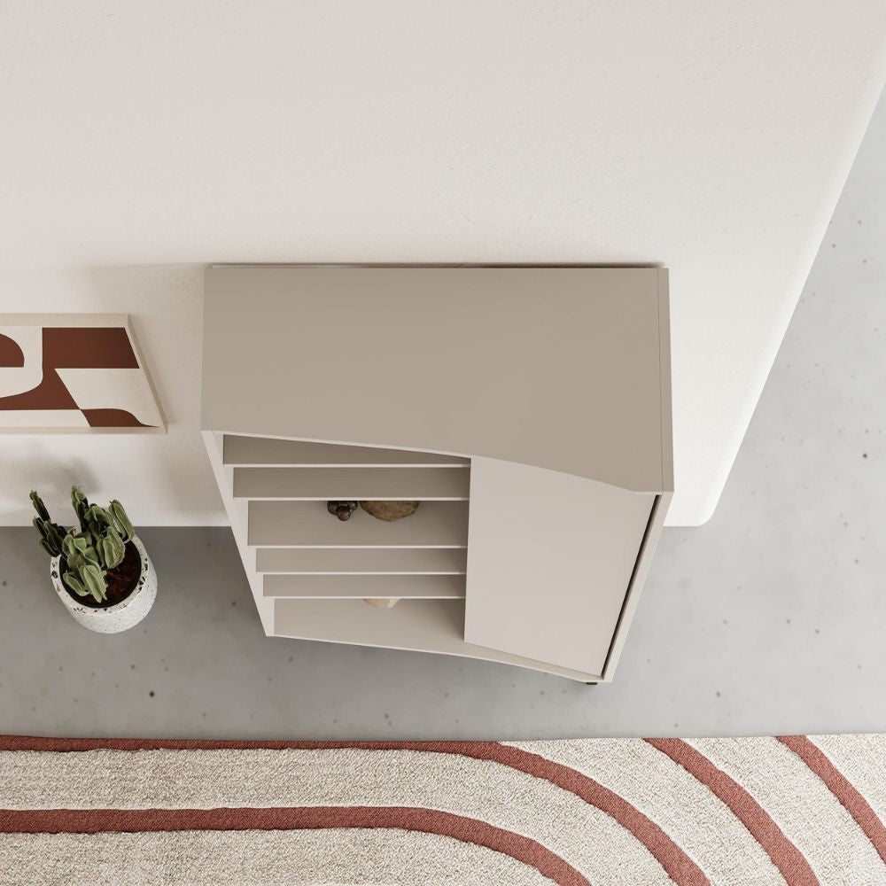 Libreria Frem con anta e 6 nicchie a giorno colore cashmere