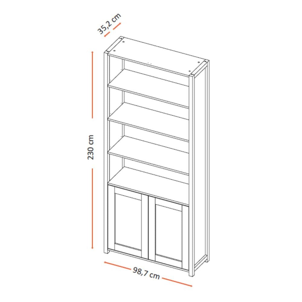 Libreria Miraflor con 2 ante e 4 vani a giorno colore bianco