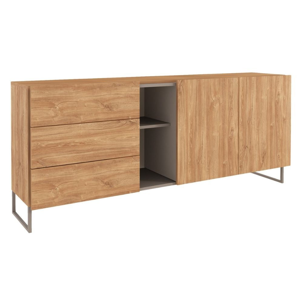 Madia 1055 rovere miele con 3 cassetti 2 ante e nicchie a giorno colore tortora