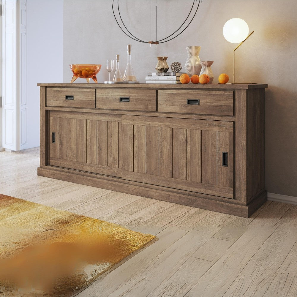 Madia AnthonyIII 67070 con 2 ante scorrevoli e 3 cassetti colore noce eastwood stile shabby