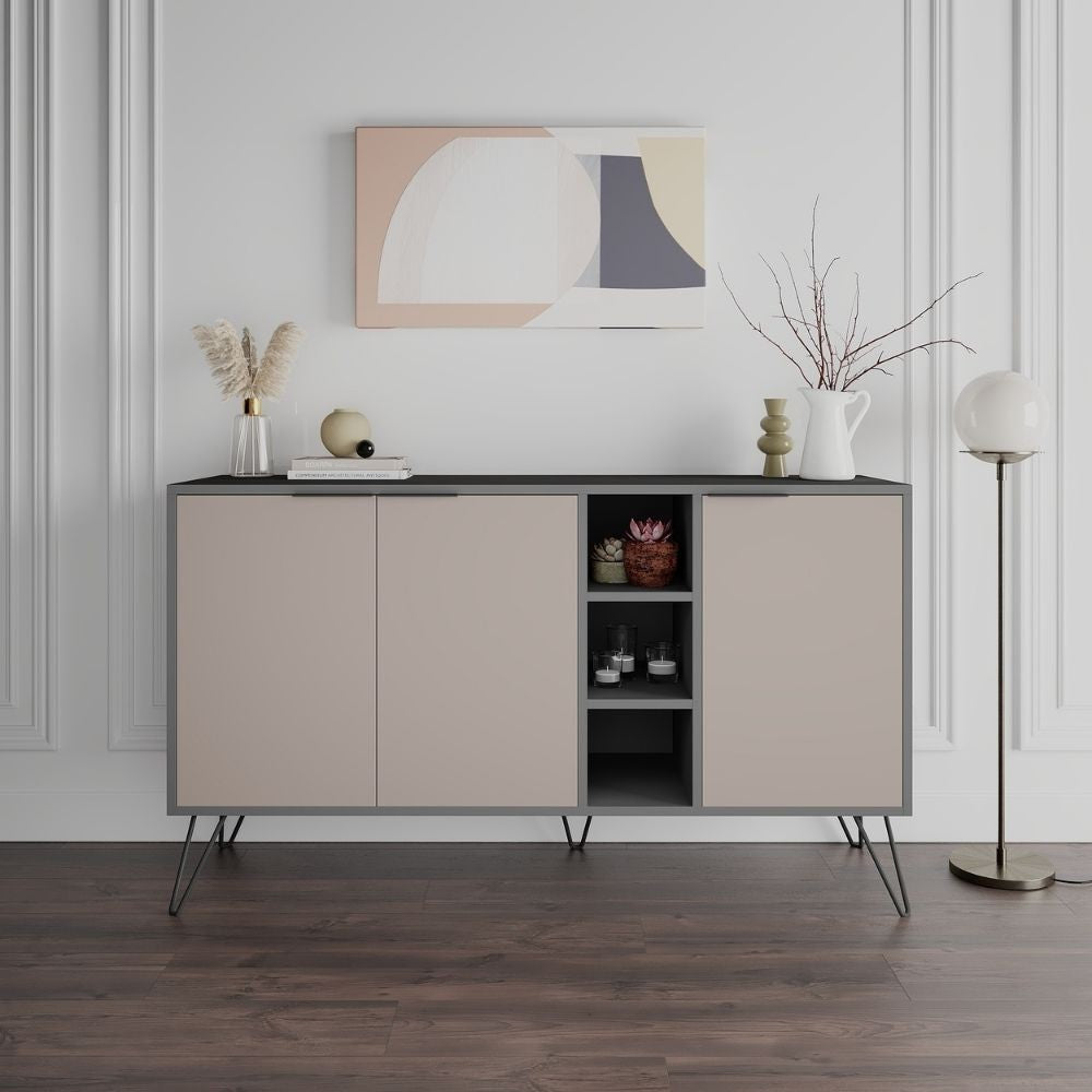 Madia Clara antracite 3 ante tortora 142x35,6x83h