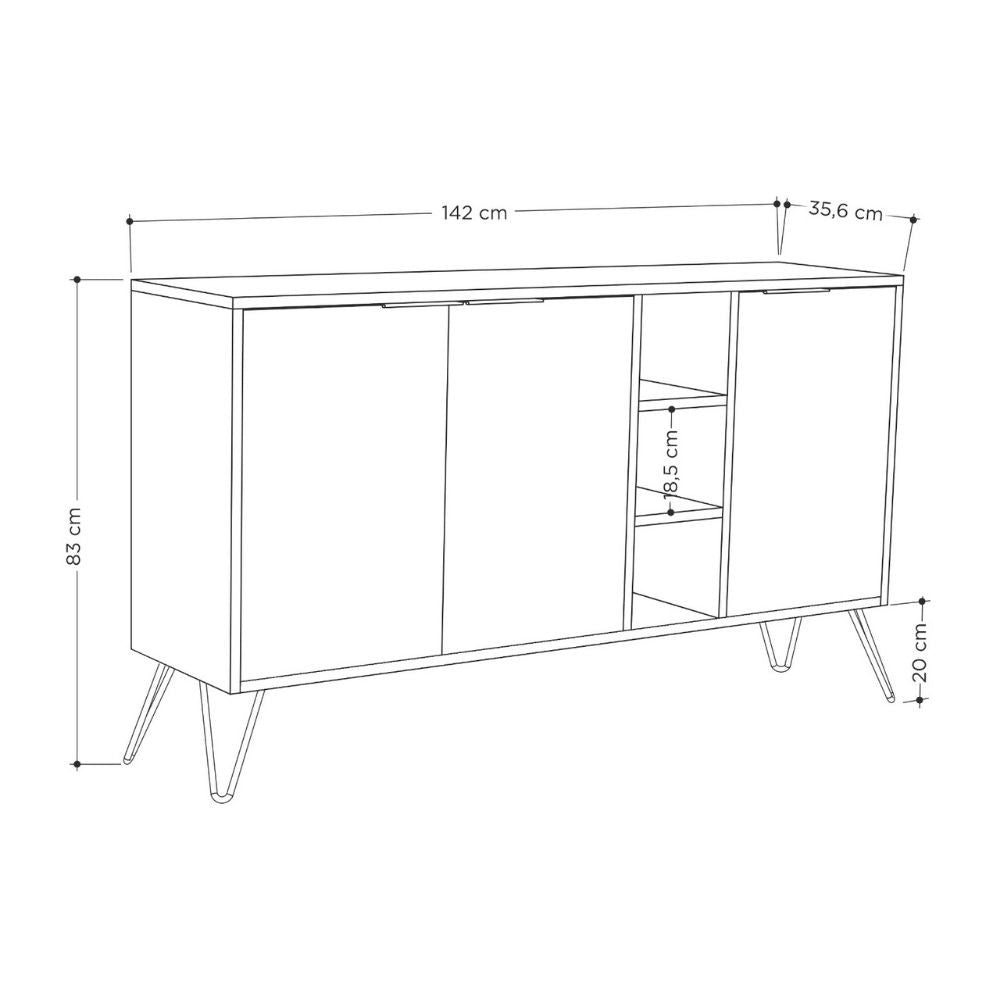 Madia Clara bianco 3 ante 142x35,6x83h