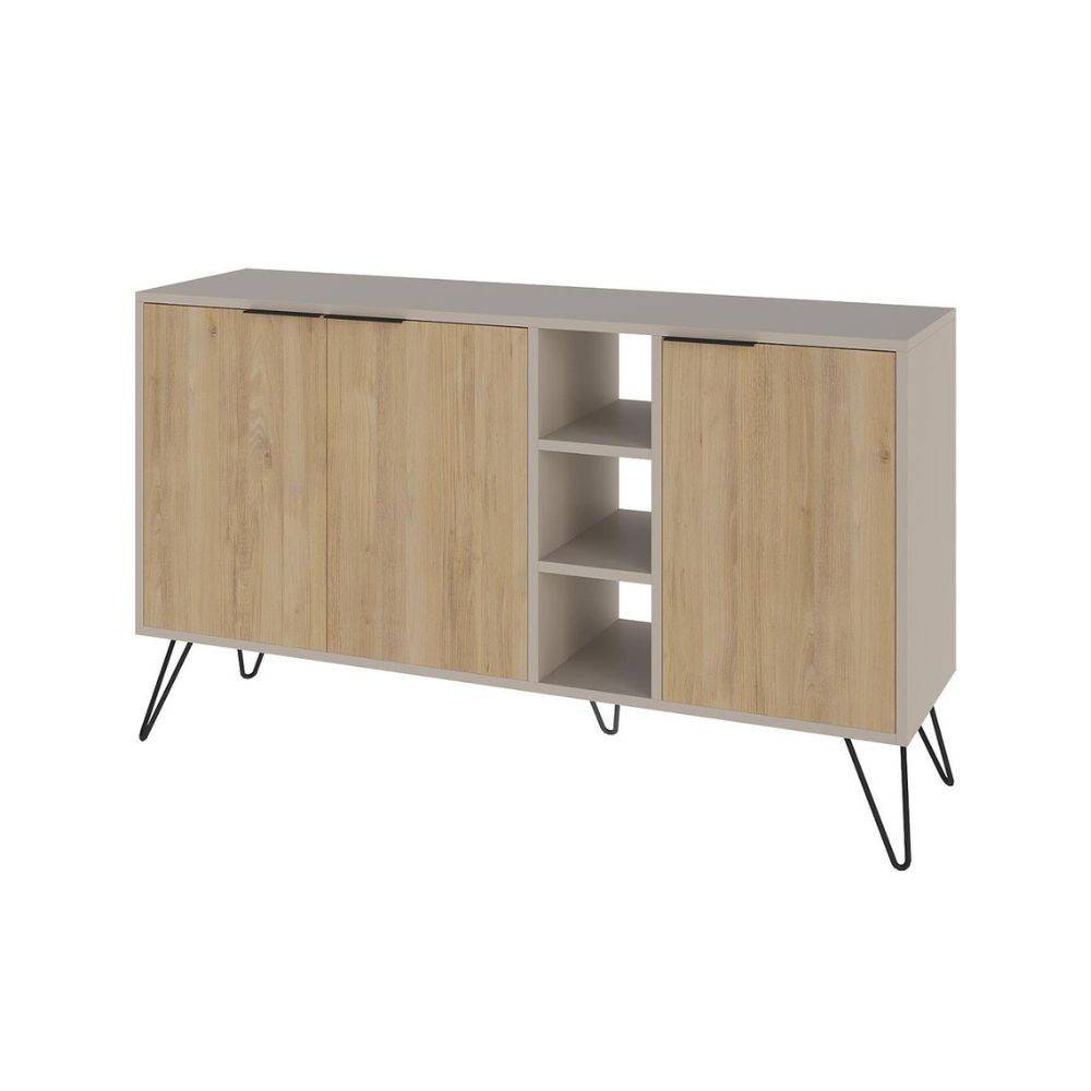 Madia Clara con struttura cashmere 3 ante rovere e nicchie a giorno 142x35,6x83h