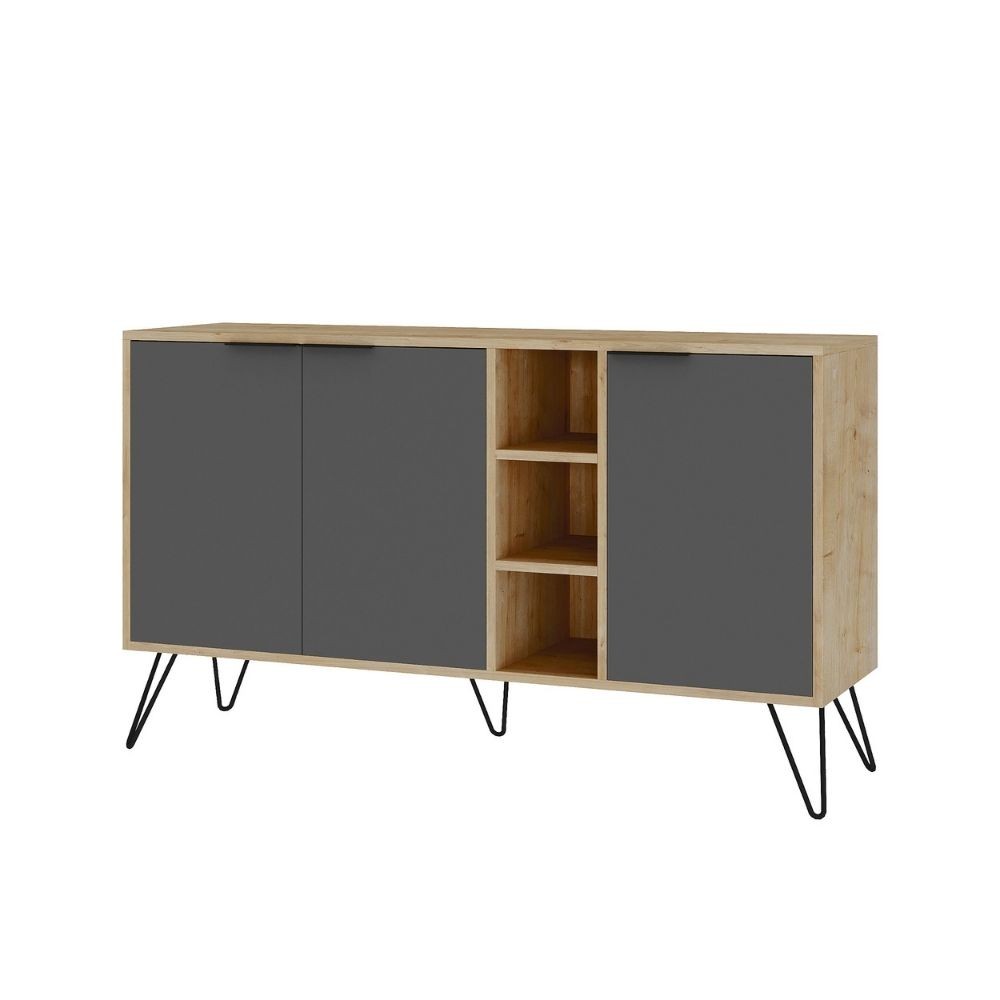 Madia Clara rovere oak 3 ante antracite 142x35,6x83h