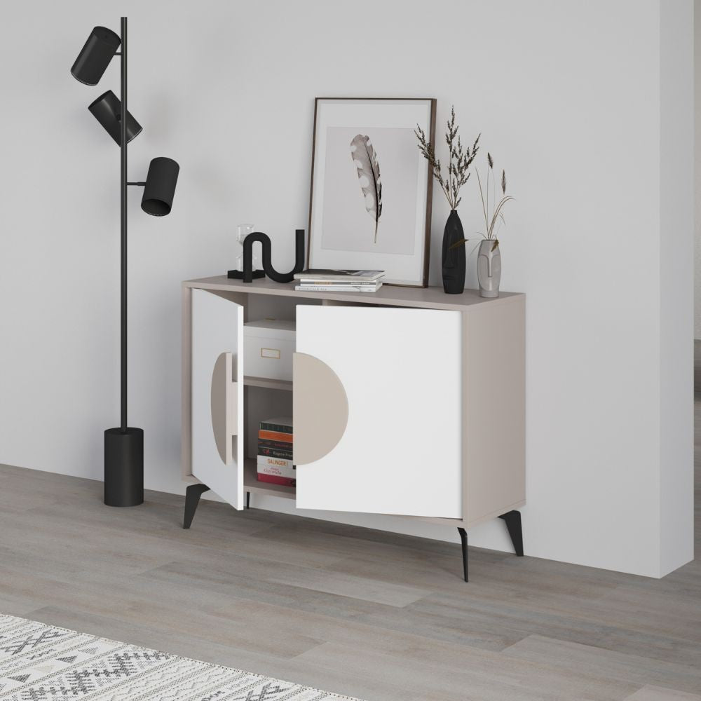 Madia Gora 110 cm struttura colore tortora e ante colore bianco