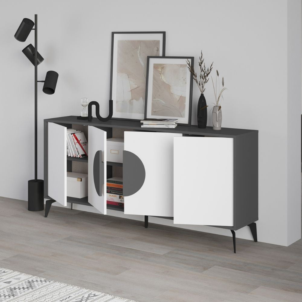 Madia Gora 180 cm struttura colore antracite con ante bianche