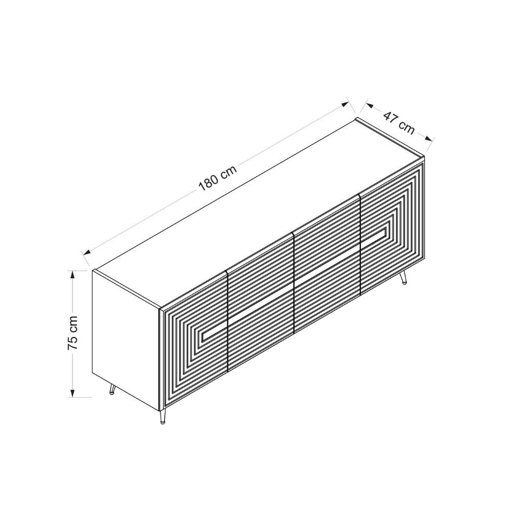 Madia Jose 4 ante antracite con particolari oro 180x47x75h