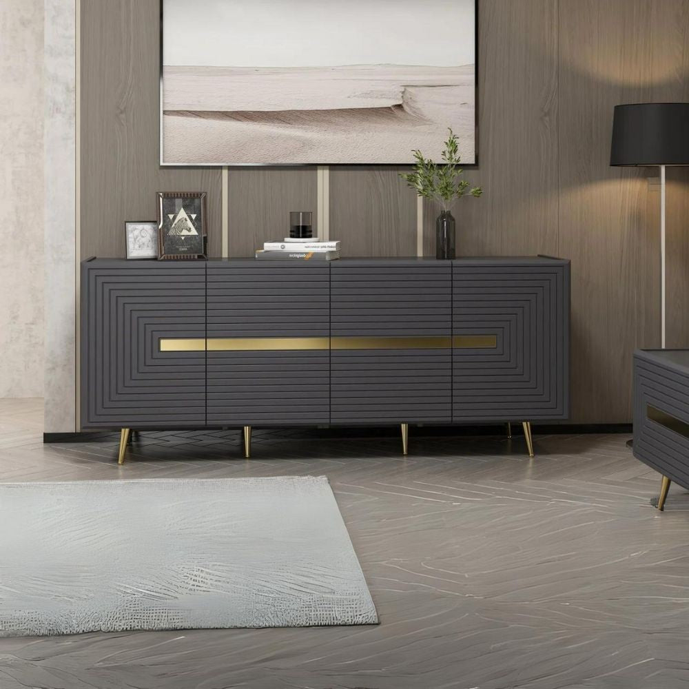 Madia Jose 4 ante antracite con particolari oro 180x47x75h