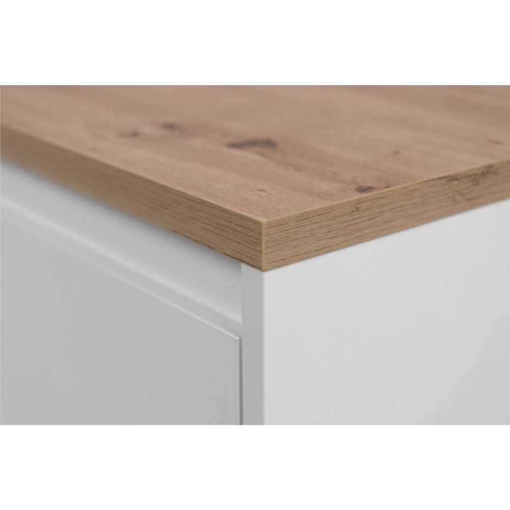 Madia Linz01B 2 ante 2 cassetti con piano e gambe rovere e struttura colore bianco