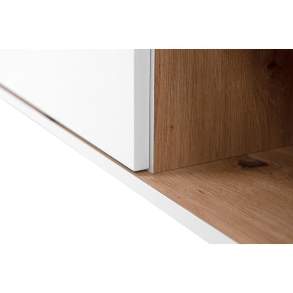 Madia Linz01B 2 ante 2 cassetti con piano e gambe rovere e struttura colore bianco