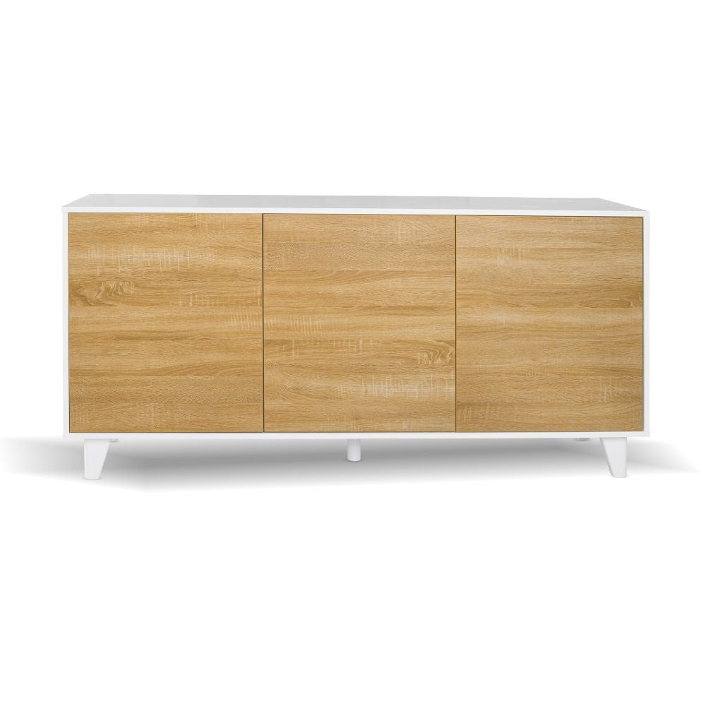 Madia Moran struttura colore bianco effetto lucido con 3 ante colore rovere