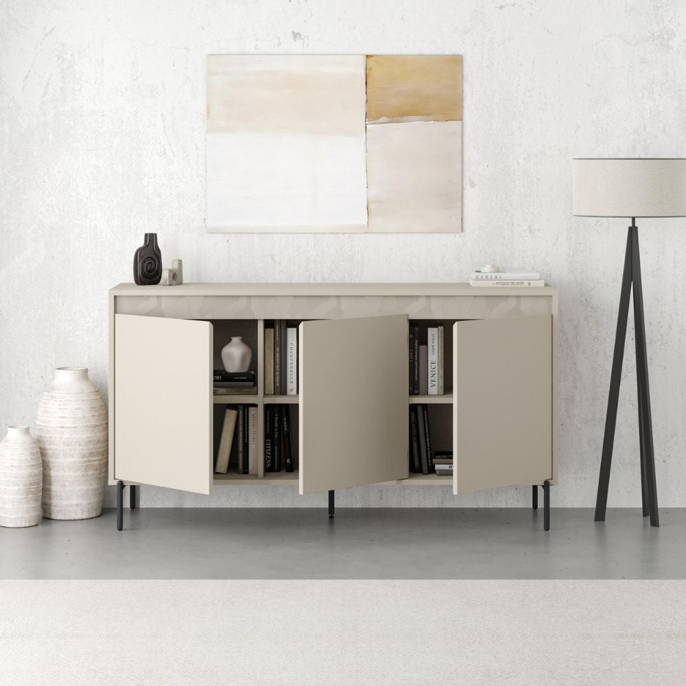 Madia Mott 150 cm. con 3 ante cashmere e dettaglio decorativo