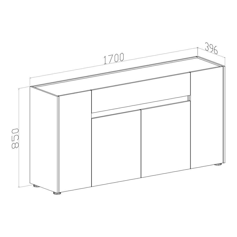 Madia Nordik 4 ante e 1 cassetto in colore noce eastwood e bianco spatolato