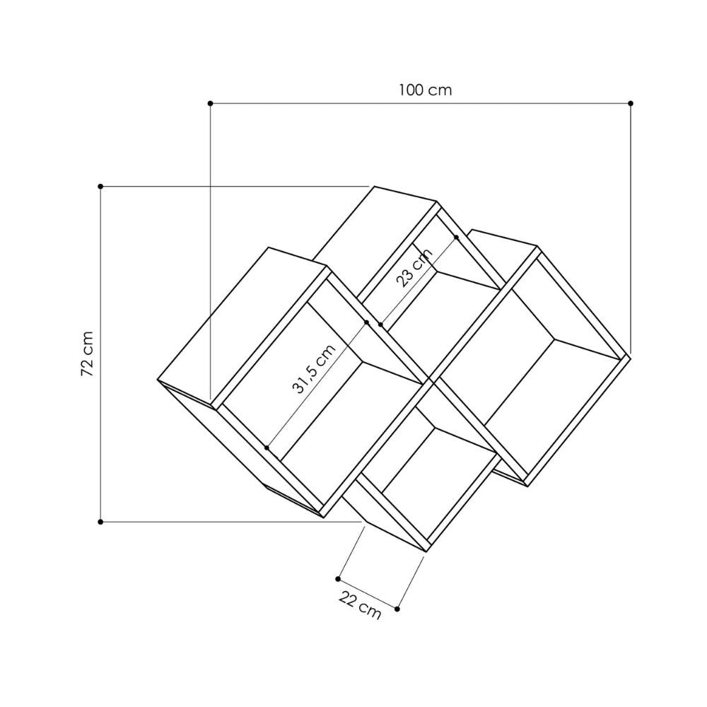 Mensola Oyo con 4 scomparti a vista colore cashmere