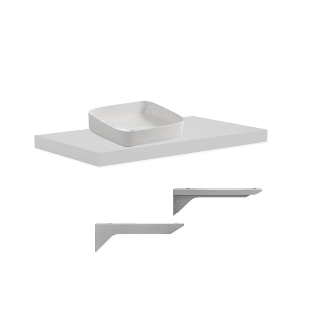 Mensolone da bagno 100x47 con lavabo da appoggio colore bianco