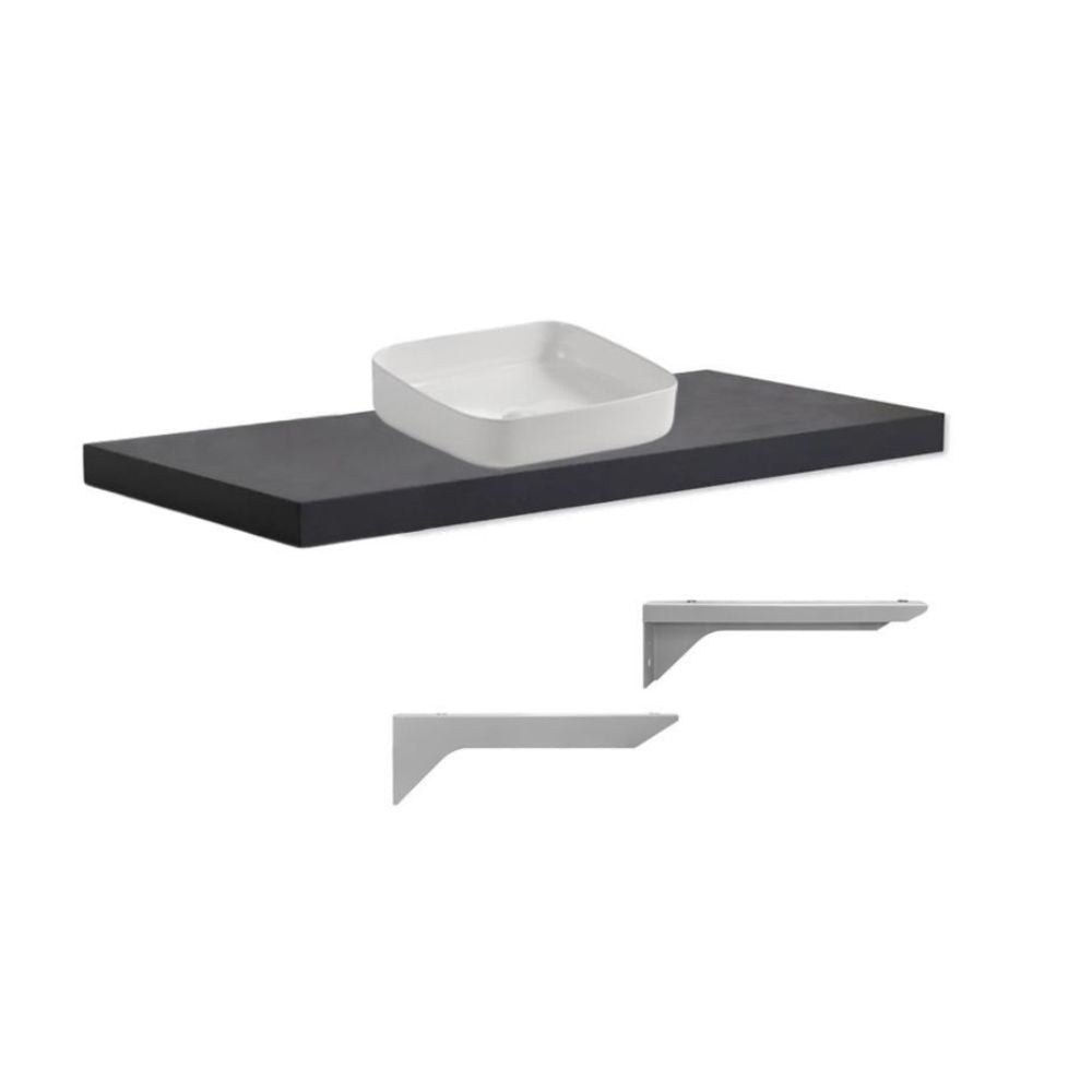 Mensolone da bagno 120x47 con lavabo da appoggio colore antracite
