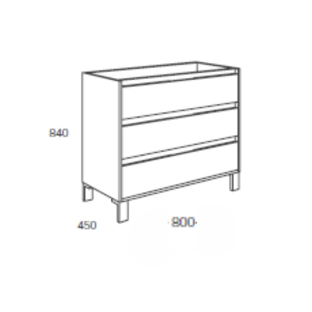 Mobile bagno Bolton con 3 cassetti 80x45x84 cm colore bianco laccato lucido